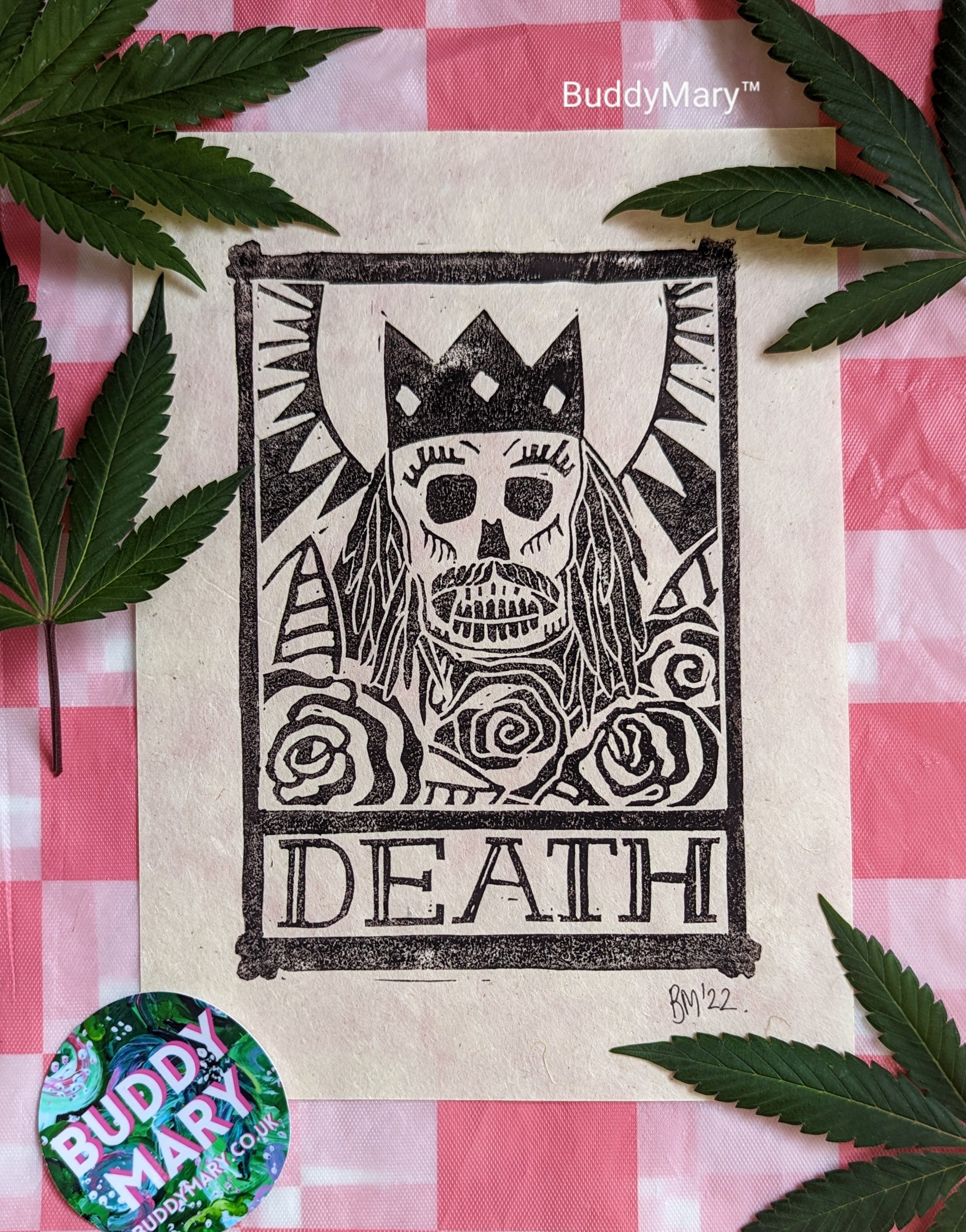 Hand Printed Death Tarot Card